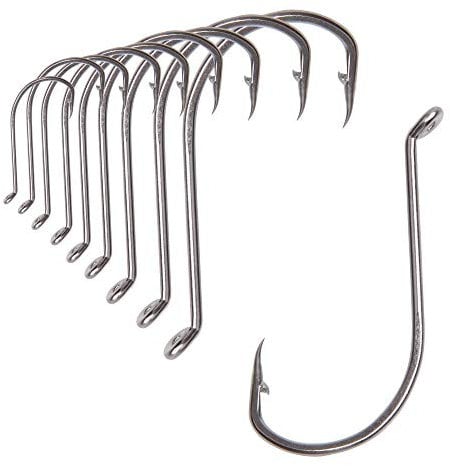 Custom Offset Octopus Fishing Hooks-50pcs/lot 92554 Stainless Steel Long Shank Big Game Fishhooks Wide Gape Live Bait Fishing Hooks Fishing Lures Tackle (3/0-50pcs)