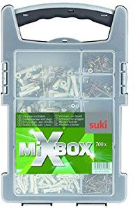 suki. Mixbox Schrauben für Außen, 470 teilig, SDS-Plus, Spirale, 2 Fluten, Bohrerbits, Bohrer