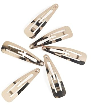 Manicare 6 Gold Snap Clips, Metallic Sleepies, Snag Free, Non-Slip Hair Grips, Metal Hair Barrettes, Hair Accessories, Beauty Accessory, Hair Slides For Sectioning, Decorating And Holding Back Hair