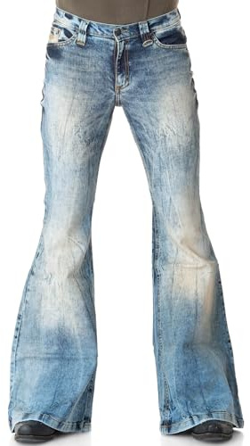 Comycom Herren Jeans-Schlaghose Bandit im Used Look - Vintage Flared-Jeans im 70er-Jahre Style für Männer