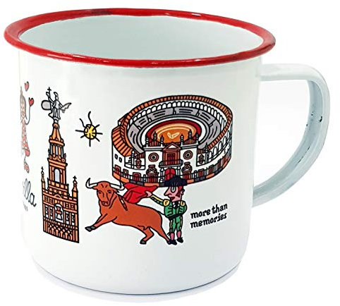 DONSOUVENIR Taza Sevilla Retro. Taza Metalica Estilo Vintage.