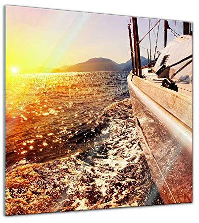 Bilderdepot24 Glasbild Yacht auf See III - 50 x 50 cm - Deko Glas - brilliante Farben, inkl. Aufhängung