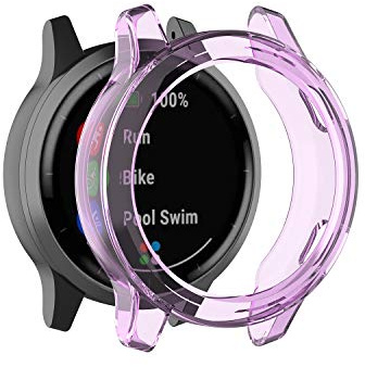 RuenTech Kompatibel mit Garmin Vivoactive 4s Schutzhülle Schutzfolie Hülle TPU (lila)
