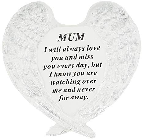 Mum Guardian Angel Heart Wings Graveside Memorial Plaque Ornament