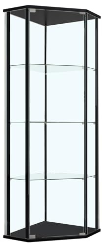 Coaster Home Furnishings - Zenobia - 4-Shelf Curio Cabinet with Metal Supports, Wooden Frame, Tempered Glass Shelves and Chrome Base - Living Room - Black - 953234