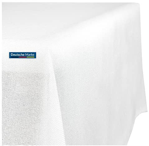 TEXMAXX® Tischdecke abwaschbar eckig - 140 x 260 cm in Weiss/Maßgefertigte Tischdecke Leinenoptik/Tischdecke wasserabweisend mit Lotuseffekt/Gartentischdecke mit Fleckschutz