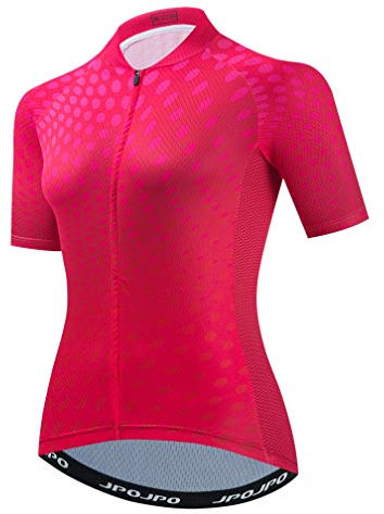 Damen Radtrikot Kurzarm Atmungsaktiv Fahrrad Shirt MTB Radfahren, rose, Klein