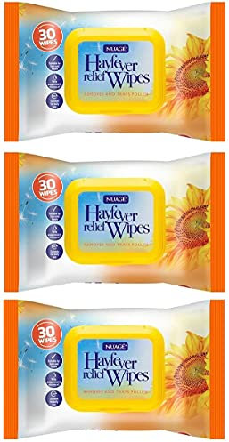 Hay Fever Wipes X 3 Pack = 90 Wipes - Allergy Relief for Adults Kids - hay-Fever Vegan (3 Pack)