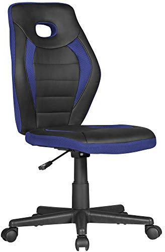 KADIMA DESIGN Kinderdrehstuhl schwarz/blau, Höhenverstellbarer Jugendstuhl ohne Armlehne, Für Kinder ab 6 ergonomisch, bequem.