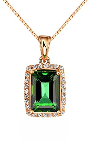 AMDXD Halskette Damen in 750 Rosegold 18K mit Turmalin 2.4ct und Diamant Gold Kette Frauen Rose Gold, Partner Geschenke