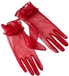 bmactosh Damen Tüll Tee Party Handschuhe Abschlussball Abend Party Zubehör Kurze Braut Hochzeit Handschuhe, Dunkelrot, Einheitsgröße