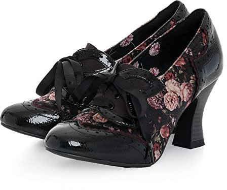 Ruby Shoo Daisy Brogue-Schnürstiefel für Damen, black floral, 40 EU