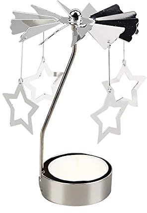 URFEDA Sterne Teelicht Karussell Glas Teelichthalter Gold Teelichtglas Rotierender Kerzenhalter Eisen Metall Kerzenständer für Valentinstag Deko Geschenk Hochzeit Dekoration Wohnzimmer Tischdeko