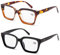 Amorays Lesebrille Oversize Square Frame Vintage mit Anti-Licht Blau Linsen Presbypia Leser für Damen Herren 6561, Schwarz und Schildkröte, 2.50