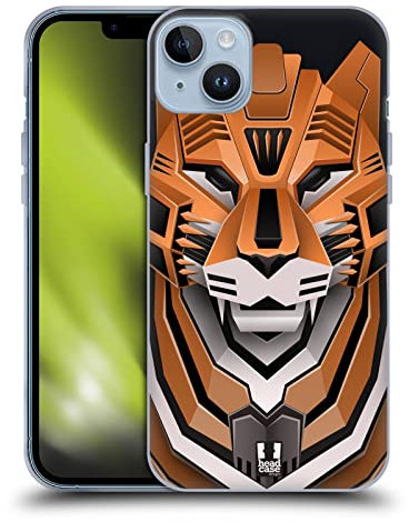Head Case Designs Tigre Animales Robóticos Caso de Gel Suave Compatible con Apple iPhone 14 Plus