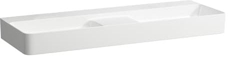 LAUFEN VAL Doppelwaschtisch, ohne Hahnloch, ohne Überlauf, 1200x420mm, semi-trockener Bereich mittig, H8142824001421, Farbe: Weiß mit LCC