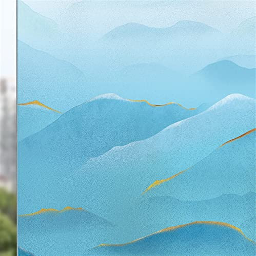 Liveinu Vinilo Opaco para Ventanas Autoadhesivo Estático, Anti UV, Autoadhesivo Decorativo para Puertas Cristal Bano Cocina, Azul, 80x150cm