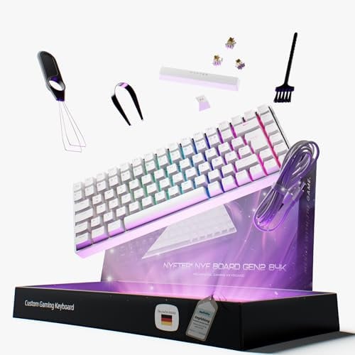 Nyfter - 75% Gaming Keyboard - DOPPELTE Dämpfung, PRE-LUBED Gateron Yellow Switches, HOTSWAPPABLE, 100% RGB Beleuchtung, ISO DE Layout NYFBOARD GEN2 Gaming Tastatur