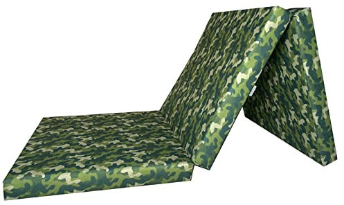 FORTISLINE - Klappmatratze 195x60x9cm - 3-teilige Faltmatratze - H2 Gästematratze - Camping Faltbare - Kamping Bett - Waschbar Bezug - Erwachsene Klappbar - Reisematratze - Schaumstoff Matratze