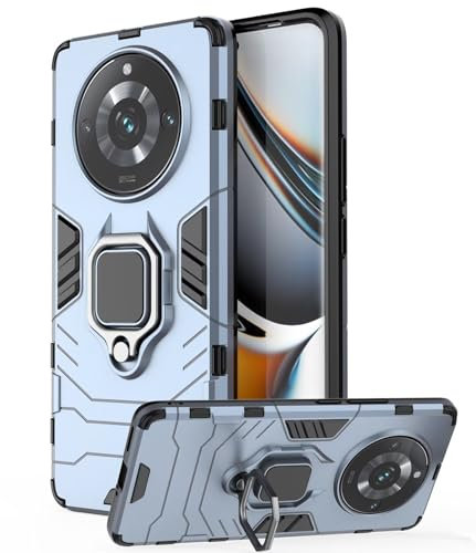DERHAN Funda para Realme 11 Pro 5G / Realme 11 Pro+ 5G, Fundas Protectora con Cristal Templado, Realme 11 Pro Plus 5G Carcasa Antigolpes con Soporte Anillo - Azul