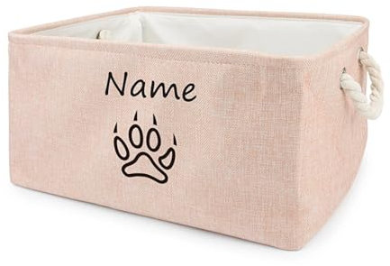 yky Personalisierte Aufbewahrungsbox für Hunde, faltbar, für Hundespielzeug, Haustierkorb, personalisierter Aufbewahrungskorb für Hundespielzeug, personalisierbar, rosa scharfe Klaue, L: 40 x 30 x 20