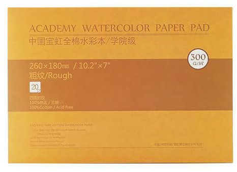 MEEDEN Aquarellpapier Baumwolle: 20 Blatt Watercolor Paper 300g/m² - Rau 26 x 18 CM - Säurefrei Aquarellblock Malblock DIN A5 Aquarell Skizzenbuch für Aquarell Gouache Künstler Kinder