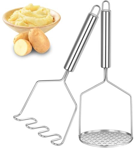 Dachiy Presse Purée 2 Pièces, Professionnel Presse-Purée Inoxydable, Réutilisable Presse-Purée À Poignéeinoxydable Pour Légumes Et Fruits, Presse Puree Manuel Compatible Avec Le Lave-Vaisselle