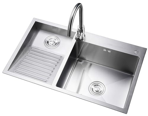 Évier de Buanderie Lavabo Évier à Linge en Acier Inoxydable, Bassin de Nettoyage de Piscine à lessive avec Planche à Laver et Robinet, Lavabo de Lavabo de Baignoire de Lavage de sous-Sol