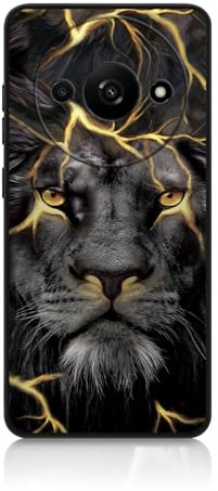 Coque DiaryTown Xiaomi Redmi A3 Silicone Noir Animal Motif Housse Antichoc Anti-Rayure Lion d'or