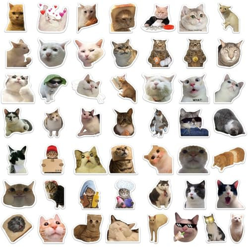Sarini 100pcs Funny Cat Stickers Cute Cat Waterproof Stickers Cartoon Animal Stickers Suitable For Laptop Skateboard Guitar Phone Case Refrigerator Motorcycle Bicycle Stickers