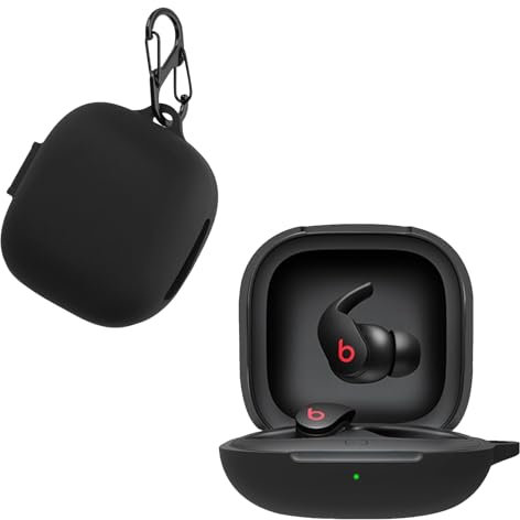 KZIOACSH Silicone Case for Beats Fit Pro, Ultra Slim Anti-Scratch Anti-Lost Protective Earbuds Case Lightweight Washable Sumdge-Proof Earphone Skin Cover with Carabiner for Beats Fit Pro, Black