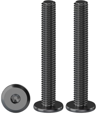 Drenky Vis à Tête Plate à Six Pans Creux Lot De 20 Vis à Tête Cylindrique Hexagonale à Bride Noir M5 X 50 mm Boulons à Tête Plate Hexagonale en Acier Inoxydable A2 V2A Vis à Métaux, Filetage Complet