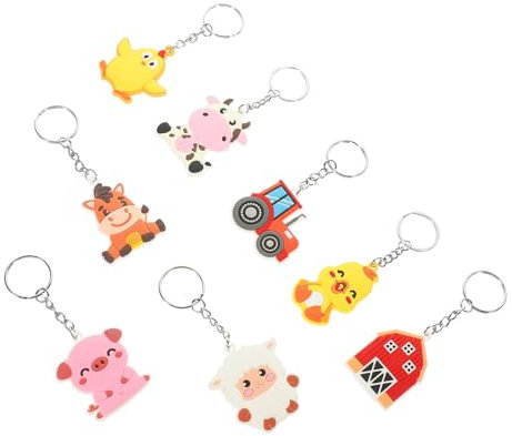 Gogogmee 8stücke Teiliges Farm-themen Cartoon Schlüsselanhänger Niedliche Tiermotive Als Taschen Rucksack Dekoration Diy Bastelanhänger Für Accessoires