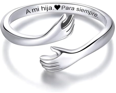 Bramart Anillo Mujer A Mi Hija en Plata de Ley 925 - Regalo para Ella de Cumpleaños o Navidad para Hijas, Hijastras - Caja con DEDICATORIA incluida