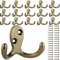 IBosins 16 Pack Heavy Duty Double Prong Coat Hooks Wall Mounted Antique Brass Wall Hook Rustic Utility Hooks for Coat, Scarf, Bag, Towel, Key, Cap, Cup, Hat