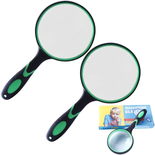 Lente d'ingrandimento,2 pezzi Lente d'ingrandimento 10x HD per bambini, portatile lente d'ingrandimento con manico in gomma antiscivolo, adatta per anziani, gioiellieri, artigianato, libri, insetti