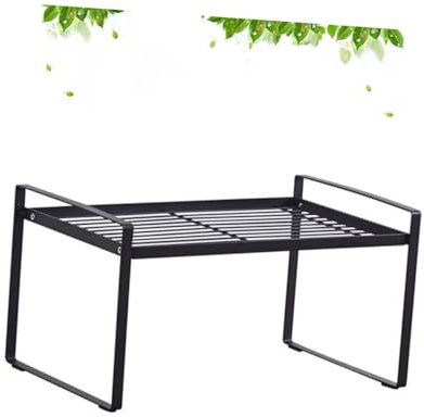 SHOWERORO Schmiedeeisen Küchenregal Mehrschichtig Lagerregal Schwarz Für Schüsseln Töpfe Gewürzflaschen Einfache Linien Hochtemperaturlackierung