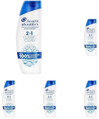 Head & Shoulders Classic Clean 2in1 Anti-Schuppen Shampoo, bis zu 100% Schuppenschutz, 250ml (Packung mit 5)