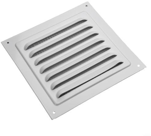 Zeroupshop Aluminium Alloy Ventilation Grille Rectangle Metal Louvered Grill Cover，Metal Cover Square Soffit Ventilation Louver Grille Cover With Mesh Vent(white 165 * 165)