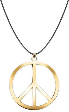 WEINIBAO Peace Kette Hippie - Regenbogen Anhänger aus Metall für Damen und Herren, Schmuck für Karneval Mottoparty