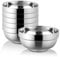 WANBY Stainless Steel Bowls 6Pcs Metal Lightweight Unbreakable Double Layered Dinner Bowls Set Dishwasher Safe for Kitchen Home Camping Outdoor Party BBQ (6 inch)