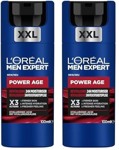L'Oréal Men Expert XXL Gesichtspflege gegen Falten für Männer, Anti-Aging Feuchtigkeitscreme für matte Haut, Gesichtscreme für Herren mit Hyaluronsäure, Power Age, [Amazon Exclusive], 1 x 100 ml