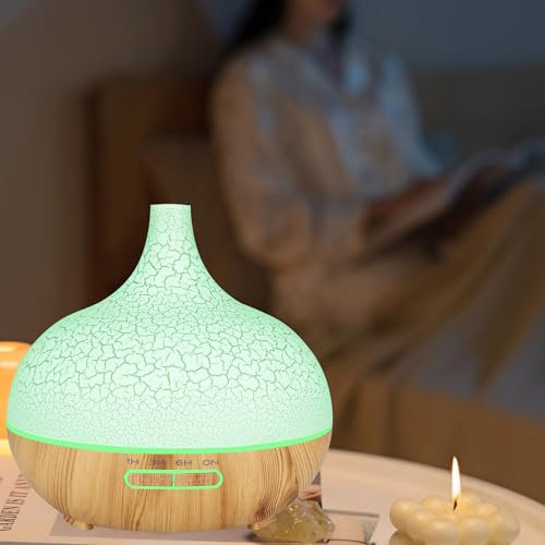 UUE Diffuser, 550ml Aroma Diffuser für ätherische öle, Ultraschall Diffuser Luftbefeuchter mit 7 farbigem LED Licht, Diffusor Zeiteinstellung von 1-6H möglich für Schlafzimmer, Büro, Yoga, Spa