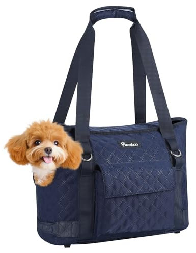 Pawaboo Hundetasche Tragetasche für Kleine Hunde mit Tasche, Hunde und Welpen Tragetasche Träger, Hundetransporter Weich Seiten für Welpe Katze Kaninchen, Welpentragetasche unter 11 LBS, Marineblau