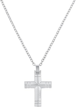 Amor Scorpions by Kette mit Anhänger Edelstahl Unisex Damen Herren Halsschmuck, 50+5 cm, Silber, Kreuz, Kommt in Schmuck Geschenk Box, 2040512