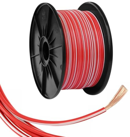 AK-Parts Fahrzeugleitung/Autokabel 0,75 mm² FLRy - 50 Meter auf Spule - Rot - Weiß