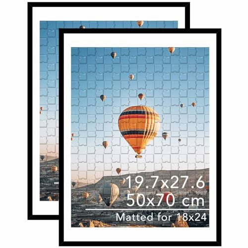JCJMY 19,7 x 27,6 cm Puzzle-Rahmen für 50 x 70 cm, Puzzle-Poster, Foto, Display, 45,7 x 61 cm mit Matte oder 19,7 x 27,6 ohne, Wandbehang 50 x 70,1 cm, 1000 Stück Puzzle-Rahmen, 2 Stück, schwarz