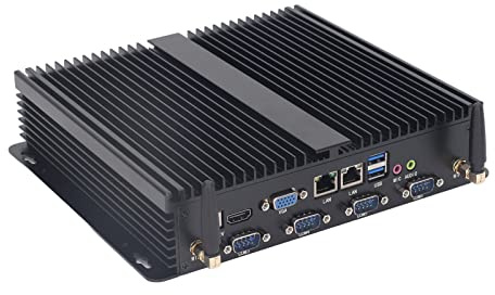 Jectse Powerful Mini PC,Fanless Industrial PC,4G DDR4 RAM,128GB SSD,2 USB3.0,4 USB2.0,2 COM,4 COM,HD Port,Metal Box/Cover,Supports for 7 and 10 Systems (I7-7500U)