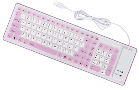 RASTKY Faltbare Silikon -Tastatur 103 Tasten USB Wired Water of Roll Keyboard PC Laptop Blau (Purple)