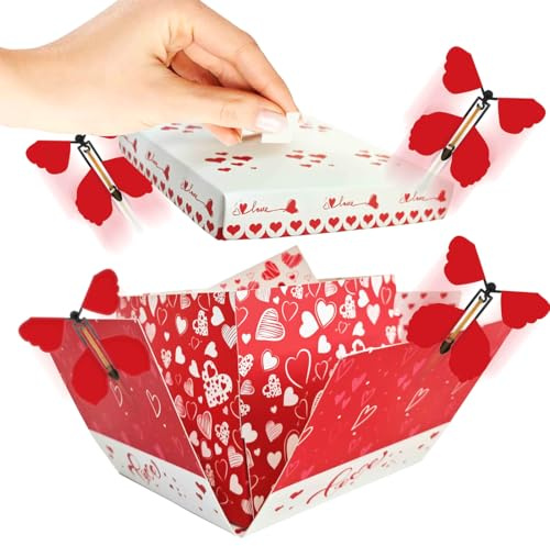 Geschenkbox Explosionsbox, Schmetterling Explosion Geschenkbox Fliegende Schmetterlinge überraschungsbox, Surprise Box Rosa Herzen Geschenkverpackung Geburtstag Bastelset für Valentinstag Weihnacht